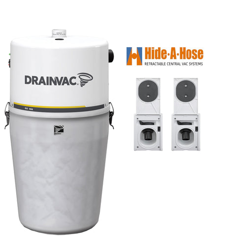 DrainVac G2-008 Central Vacuum with Hide-A-Hose Installation Package (2 Valves)