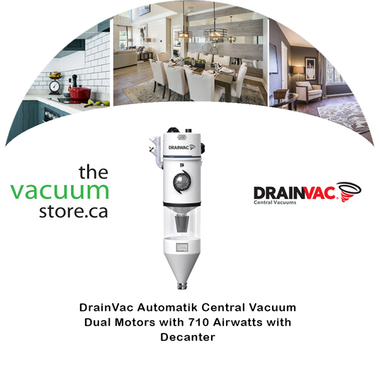 DrainVac DV2A310-CB Automatik Central Vacuum | Dual Motors with 710 Airwatts with Decanter