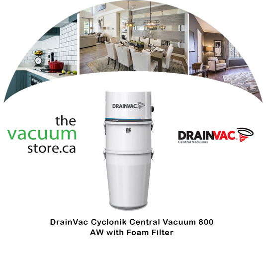 DrainVac DV1R800 Cyclonik Central Vacuum - 800 AW with Foam Filter