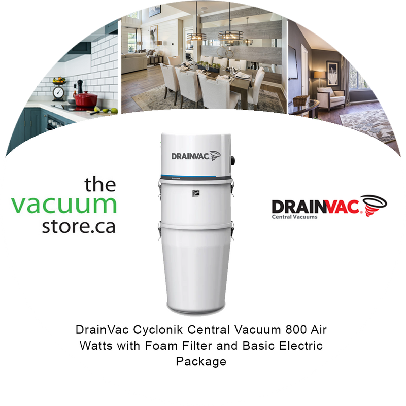 Load image into Gallery viewer, DrainVac DV1R800 Cyclonik Central Vacuum | 800 Air Watts with Foam Filter and Basic Electric Package
