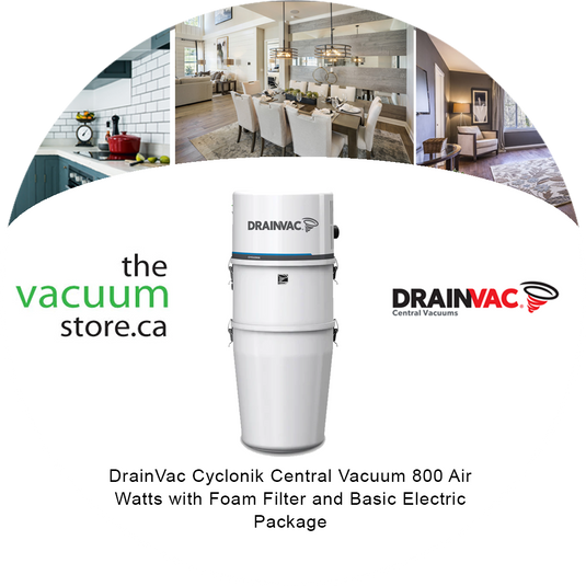DrainVac DV1R800 Cyclonik Central Vacuum | 800 Air Watts with Foam Filter and Basic Electric Package