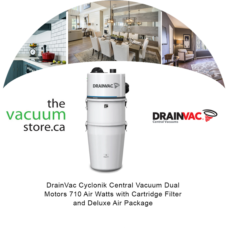 Load image into Gallery viewer, DrainVac Cyclonik DV1R15-CT Central Vacuum | Dual Motors 710 Air Watts with Cartridge Filter and Deluxe Air Package
