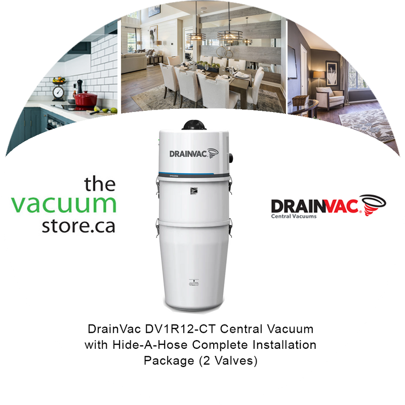 Chargez l&#39;image dans la visionneuse de la galerie, Aspirateur central DrainVac DV1R12-CT avec kit d&#39;installation complet Hide-A-Hose (2 vannes)
