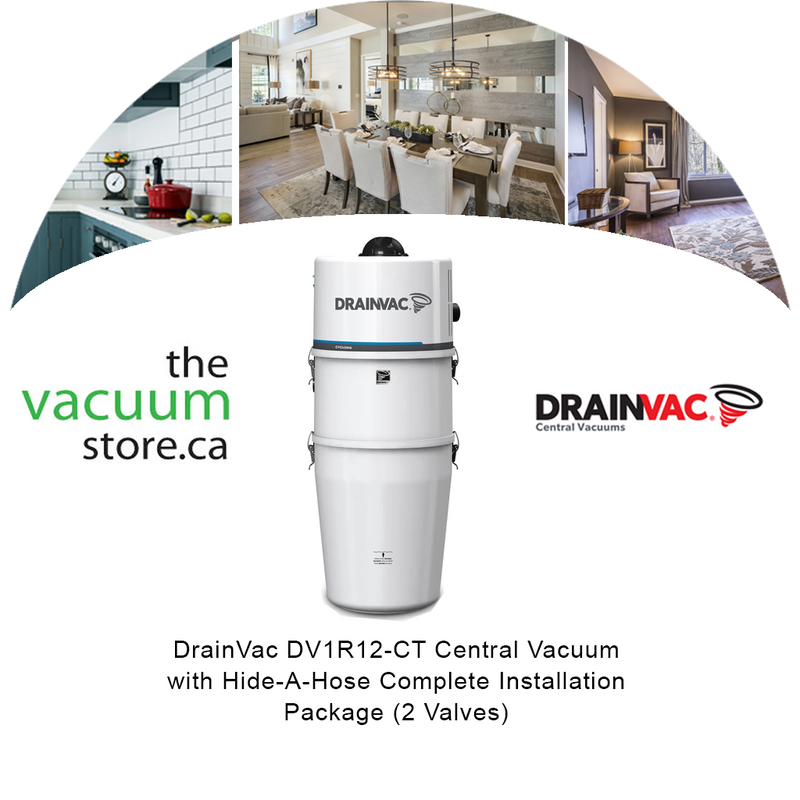 Load image into Gallery viewer, DrainVac DV1R12-CT Central Vacuum with Hide-A-Hose Complete Installation Package (2 Valves)
