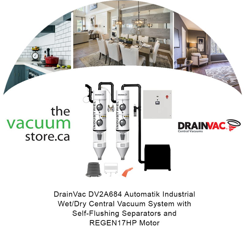 Load image into Gallery viewer, DrainVac DV2A684 Automatik Industrial Wet/Dry Central Vacuum System with Self-Flushing Separators and REGEN17HP Motor
