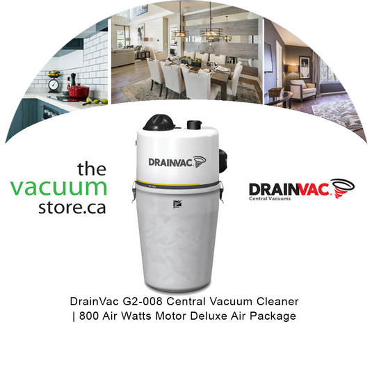 DrainVac G2-008 Central Vacuum Cleaner | 800 Air Watts Motor | Deluxe Air Package