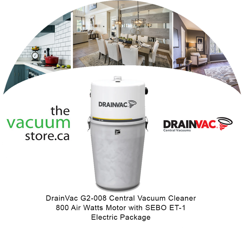 Load image into Gallery viewer, DrainVac G2-008 Central Vacuum Cleaner | 800 Air Watts Motor | with SEBO ET-1 Electric Package
