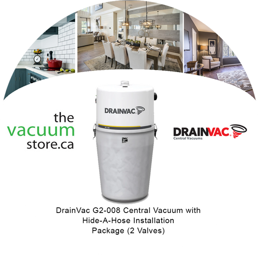 DrainVac G2-008 Central Vacuum with Hide-A-Hose Installation Package (2 Valves)