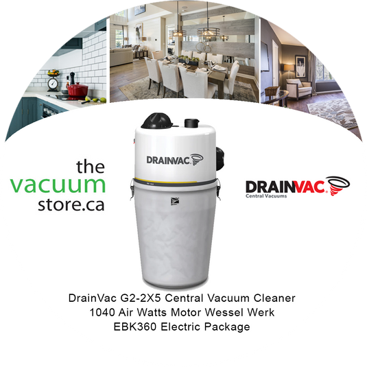 DrainVac G2-2X5 Central Vacuum Cleaner | 1040 Air Watts Motor | Wessel Werk EBK360 Electric Package