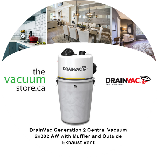 DrainVac G2-2x3 Generation 2 Central Vacuum - 2x302 AW with Muffler and Outside Exhaust Vent
