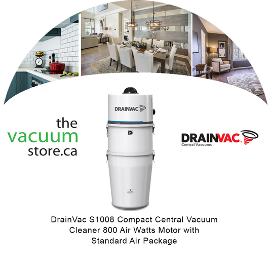 DrainVac S1008 Compact Central Vacuum Cleaner | 800 Air Watts Motor | with Standard Air Package