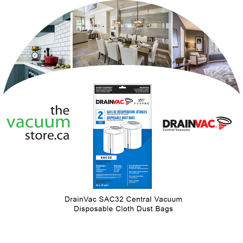 Load image into Gallery viewer, DrainVac SAC32 Central Vacuum Disposable Cloth Dust Bags
