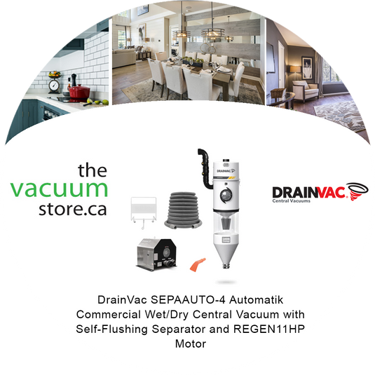 DrainVac SEPAAUTO-4 Automatik Commercial Wet/Dry Central Vacuum with Self-Flushing Separator and REGEN11HP Motor