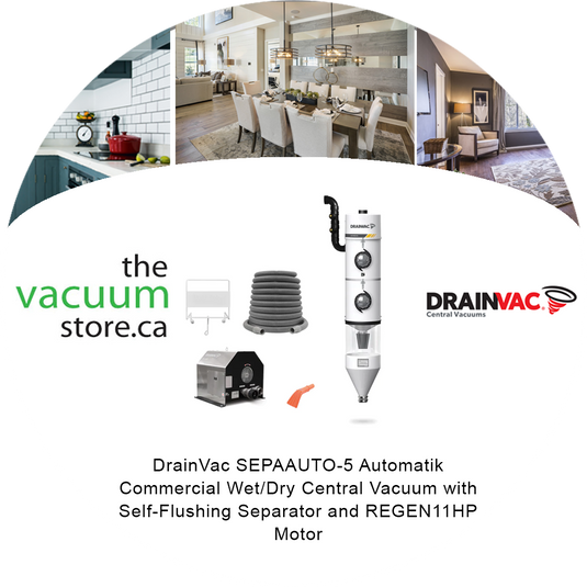DrainVac SEPAAUTO-5 Automatik Commercial Wet/Dry Central Vacuum with Self-Flushing Separator and REGEN11HP Motor