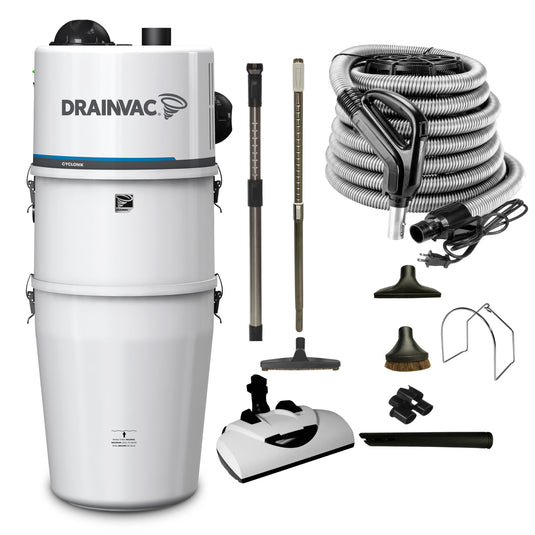 DrainVac Cyclonik Central Vacuum with Wessel Werk EBK360 Electric Package