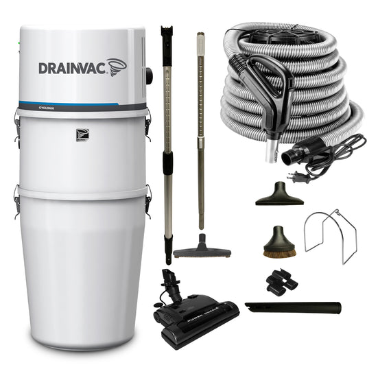 DrainVac Cyclonik DV1R800 Central Vacuum - 800 AW with Foam Filter and Standard Electric Package