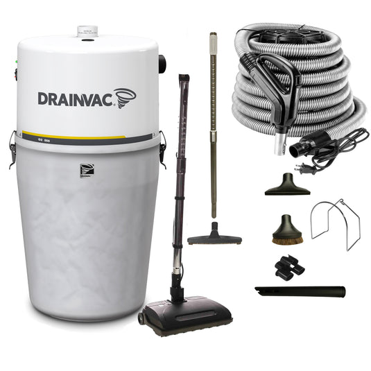 DrainVac G2-008 Central Vacuum with 800 Air Watts Motor and Airstream Electric Package