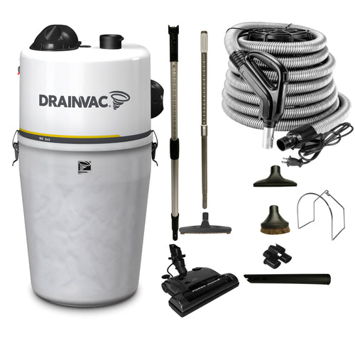 DrainVac Generation 2 Central Vacuum | Dual Motor, 302 Air Watts with Muffler and Standard Electric Package