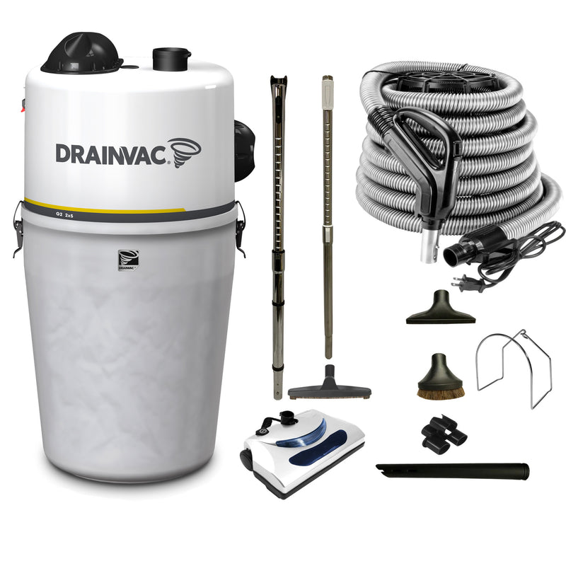 Load image into Gallery viewer, Are you looking for a powerful central vacuum system that makes cleaning a large house easy? Then think no more, this two-motor central vacuum is the perfect solution for you. This unit generates high suction power with two 520 AW motors, making it ideal for cleaning surfaces up to 8,500 square feet.
