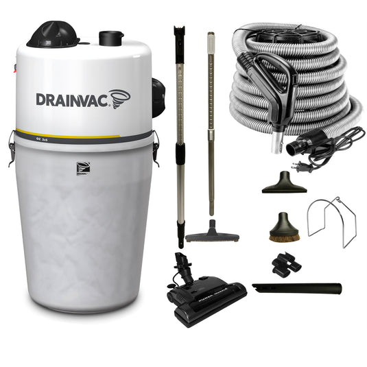 This twin-motor central vacuum offers great suction power (2 x 520 AW). It has a sound-proof feature and a large capacity (9 gallons / 41 liters) container. The semi-transparent canister indicates when the bag is full. It is specially designed to clean surfaces up to 8,500 square feet.