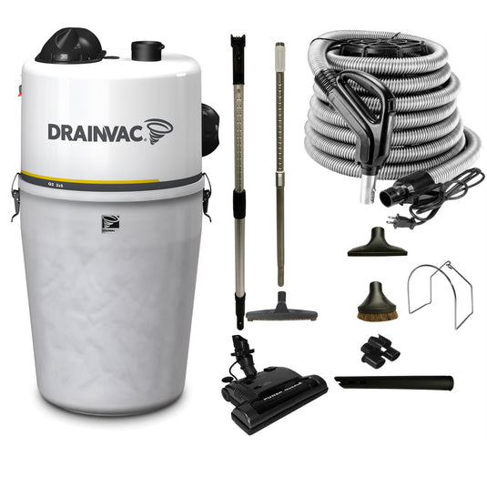 DrainVac Generation 2 Central Vacuum | 2 Motor, 520 Air Watts with Muffler and Standard Electric Package