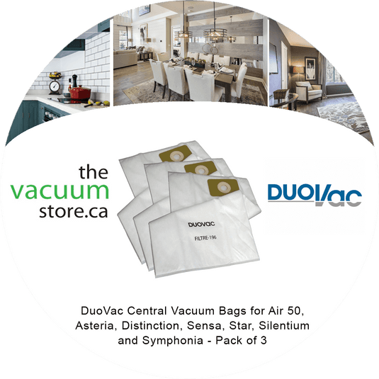 DuoVac Central Vacuum Bags for Air 50, Asteria, Distinction, Sensa, Star, Silentium and Symphonia - Pack of 3