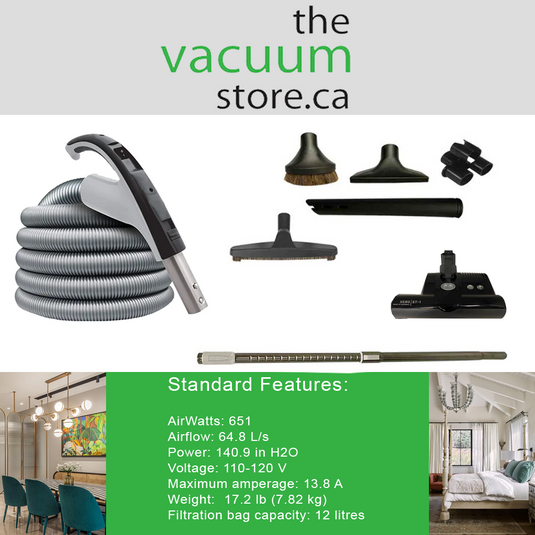 Aspirateur central DuoVac Sensa avec ensemble électrique haut de gamme