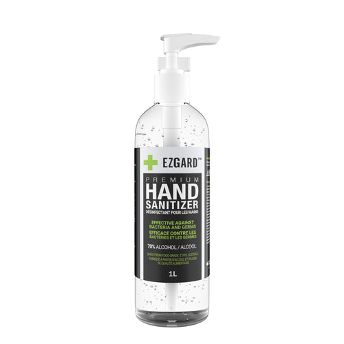 Gel désinfectant pour les mains EZGARD Premium - Bouteille de 1 litre - 70 % d'alcool | De l'alcool éthylique de qualité alimentaire