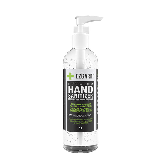 EZGARD Premium Hand Sanitizer Gel - 1 Litre Bottle - 70% Alcohol | From Food Grade Ethyl Alcohol