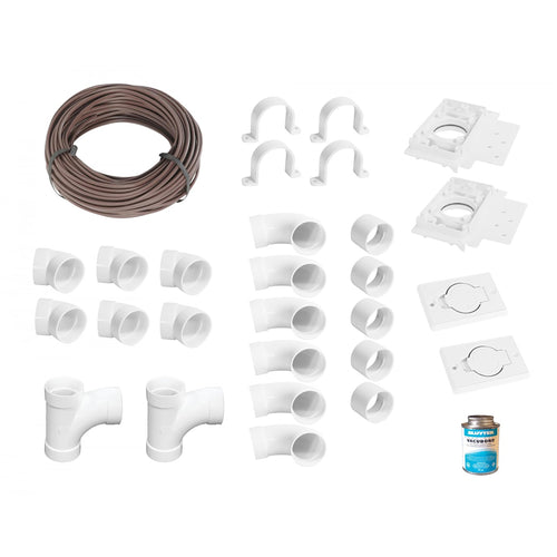 Installation Kit for Central Vacuum with 2 Inlets and Accessories