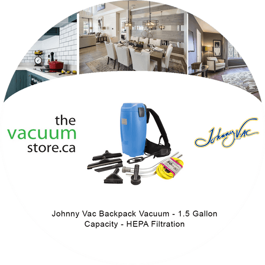 Johnny Vac JVBP6 Commercial Backpack Vacuum | Capacity of 1.5 gal (5,65 L) | HEPA Filtration with Accessories & Superior Quality Harness