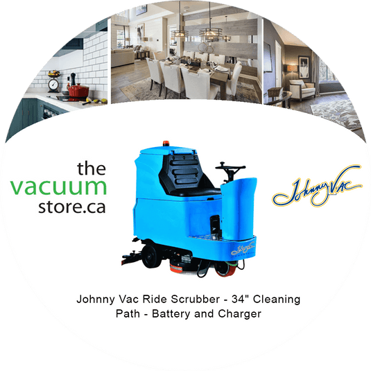 Johnny Vac Ride Scrubber - 34" chemin de nettoyage - batterie et chargeur