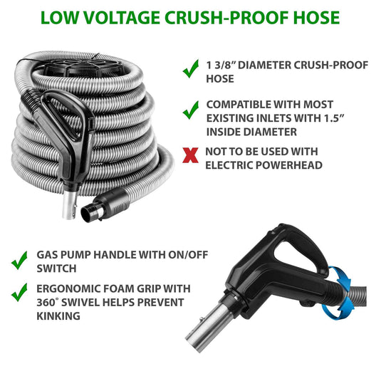 Low Voltage Crush-Proof Hose with gas pump handle with on/off switch