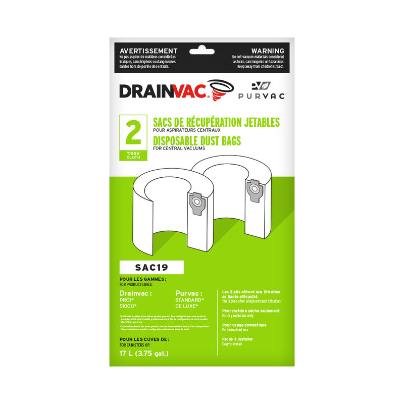 Load image into Gallery viewer, DrainVac Central Vacuum Disposable Dust Bags
