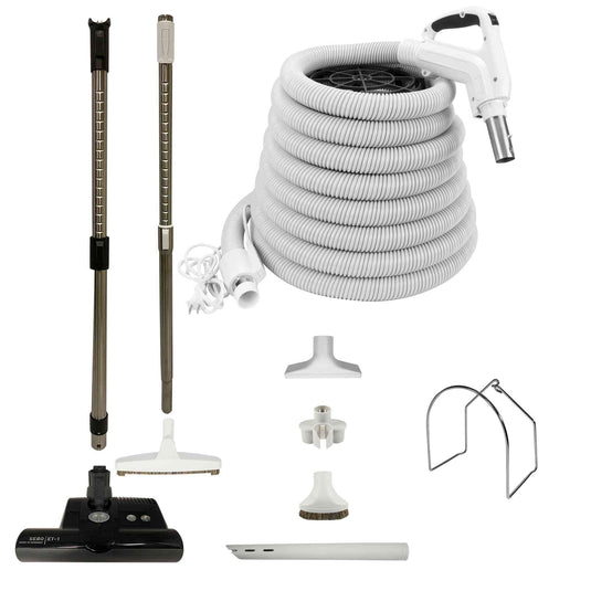 SEBO Central Vacuum Accessory Kit - Black Powerhead - Electric Hose - White