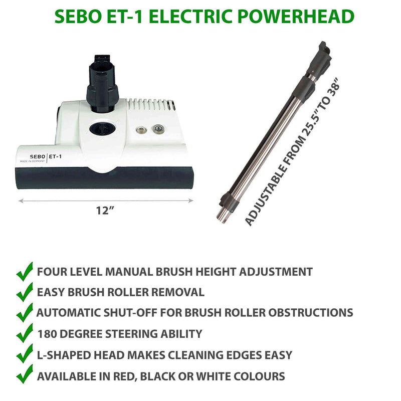 Chargez l&#39;image dans la visionneuse de la galerie, SEBO ET-1 Electric Powerhead with Adjustable Wand

