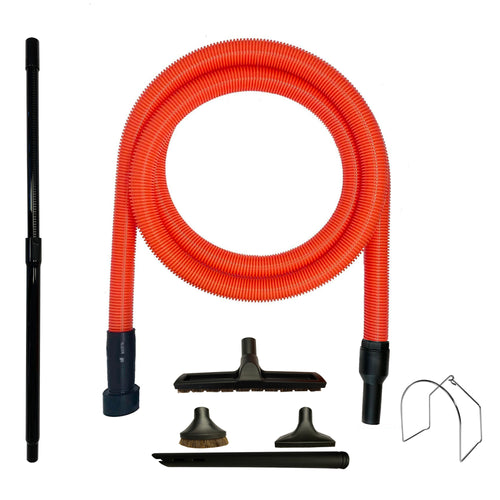 VPC Premium Wet Dry Shop Vacuum Extension Hose | 4-Piece Deluxe Cleaning Attachments & Telescopic Wand - Orange