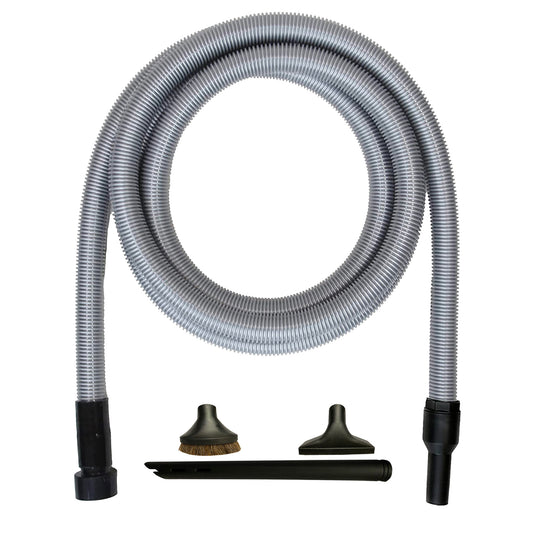 VPC Premium Wet Dry Shop Vacuum Extension Hose | 3-Piece Deluxe Cleaning Attachments - Silver