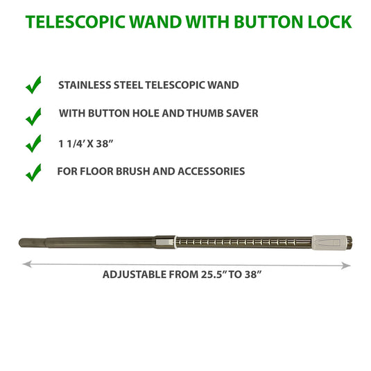 Telescopic Wand with Button Lock and Thumb Saver