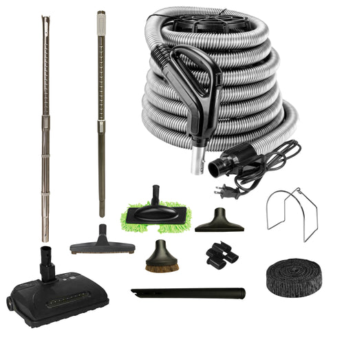 Ensemble d'accessoires pour aspirateur central VPC avec tête motrice électrique de qualité supérieure, tuyau anti-écrasement, ensemble d'outils de luxe et outils en prime