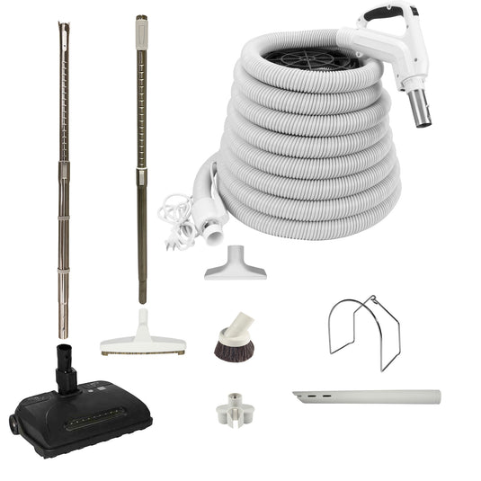 VPC Central Vacuum Accessory Kit with Telescopic Wand and Deluxe Tool Set - White