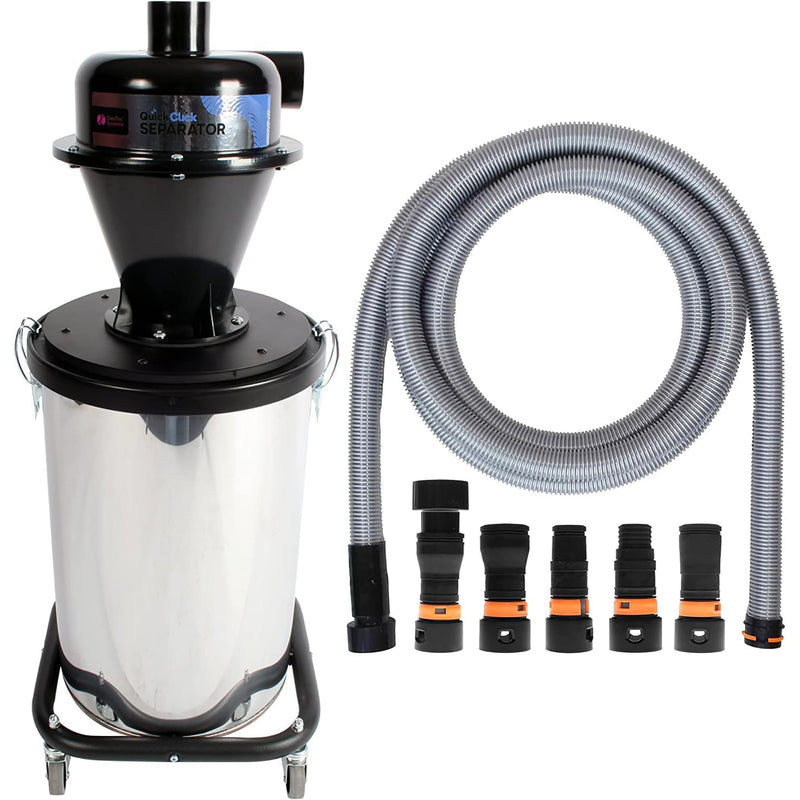 Load image into Gallery viewer, VPC Quick Click Dust Collection Hose with 10 Gallon Stainless Steel Recovery Bin

