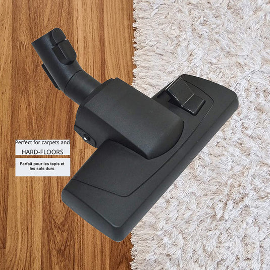 VPC Parquet Twister Combo Floorhead Compatible avec les aspirateurs traîneaux Miele | Brosse pour sols et tapis | Diamètre intérieur de 1 3/8 pouces (35 mm) (noir)