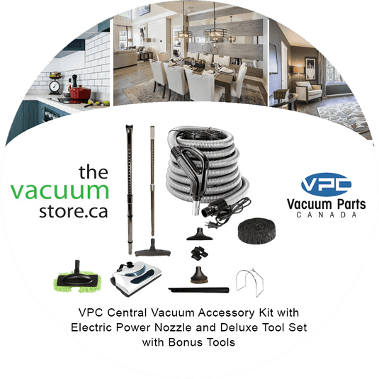 Central Vacuum Accessory Kit - 30ft Hose with Electric Power Nozzle and Deluxe Tool Set