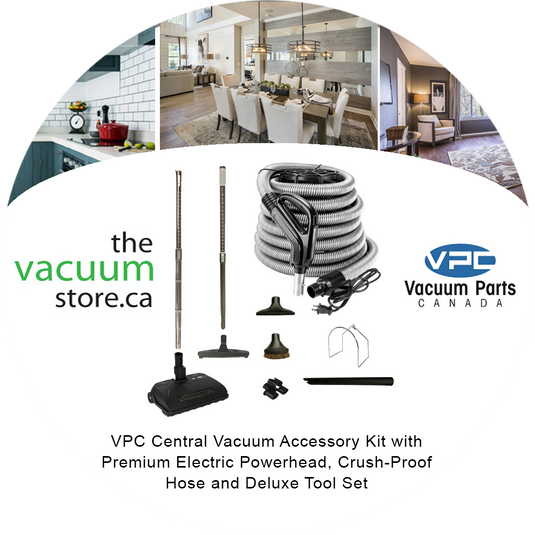 VPC Central Vacuum Accessory Kit with Premium Electric Powerhead, Crush-Proof Hose and Deluxe Tool Set