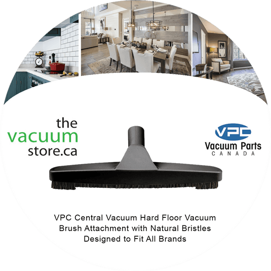 VPC Central Vacuum Hard Floor Vacuum Brush Attachment with Natural Bristles | 12-Inch, 1 1/4 inch (32mm) Inner Diameter | Designed to Fit All Brands