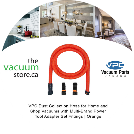 VPC Dust Collection Hose for Home and Shop Vacuums with Multi-Brand Power Tool Adapter Set Fittings | Orange