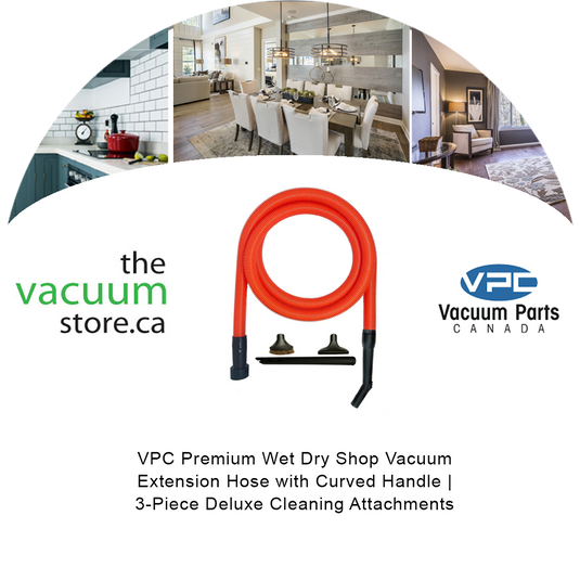 VPC Premium Wet Dry Shop Vacuum Extension Hose with Curved Handle | 3-Piece Deluxe Cleaning Attachments