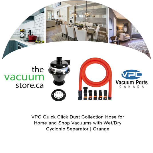 Tuyau de collecte de poussière VPC Quick Click pour aspirateurs domestiques et commerciaux avec séparateur cyclonique humide/sec | Orange 