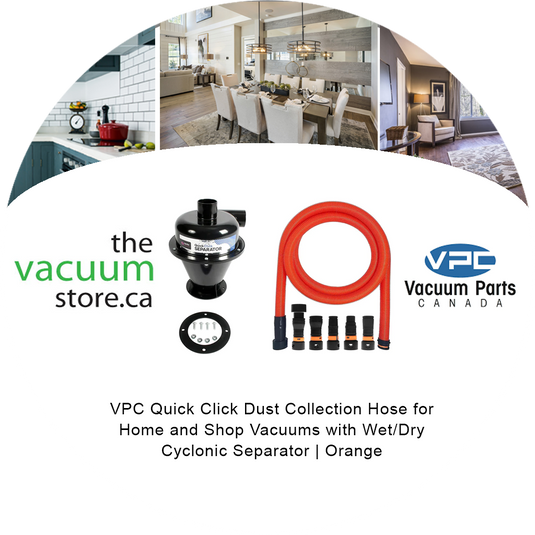 VPC Quick Click Dust Collection Hose for Home and Shop Vacuums with Wet/Dry Cyclonic Separator | Orange